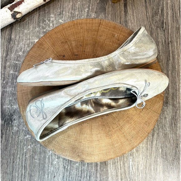 *Sam Edelman | Silver Metallic Leather Lined Felicia Ballet Flats Size 10 - Picture 6 of 13